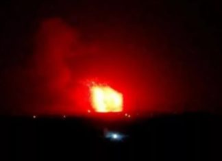 Ada Serangan Rudal Israel Lagi di Suriah Foto ledakan akibat serangan Israel yang beredar di Sosial Media iran. Sumber: Twitter