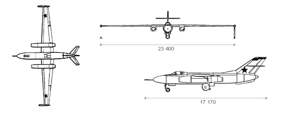 Yak-25RV Three Side Schematic Drawing