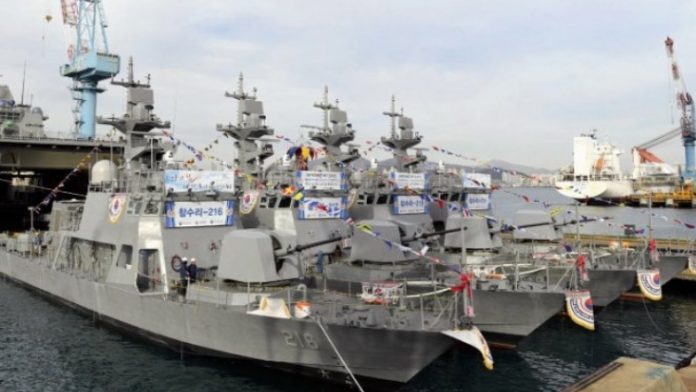 Hanjin Heavy Industries Luncurkan Empat Kapal Cepat PKMR Untuk AL Korsel