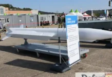 Korea Selatan Tampilkan Rudal Anti-kapal Supersonik Baru. Model skala 1:1 dari rudal Air-to-Ship Guided Missile II saat dipamerkan di Sacheon Airshow 2024.