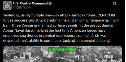 AS Serang Fasilitas Militer Iran, Gunakan Drone Laut Corsair Untuk Pertama Kalinya Dalam Misi Tempur